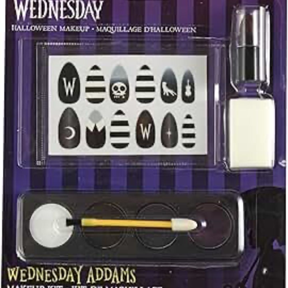 Rubie's Wednesday Halloween makeup kit Eyeshadow, lipstick, nail stickers